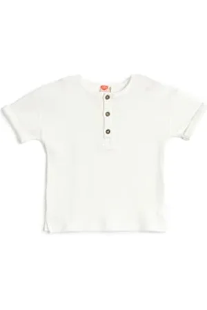 Koton Babyboy T-Shirt Button Detail Short Sleeve Crew Neck Ribbed Cotton