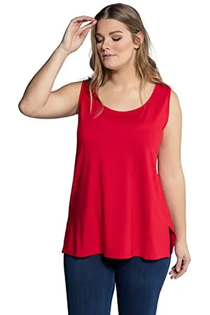 Ulla Popken Damen Top, Classic Fit, Rundhals, Stretch, breite Träger, ärmellos, , 46/48