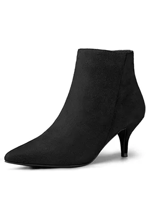 Allegra K Damen Stiefeletten mit spitzer Zehe und Reißverschluss mit Kätzchenabsatz 40