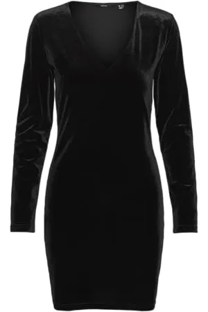 VERO MODA Damen VMEFFIE LS Short Dress JRS GA Minikleid, Black, Large