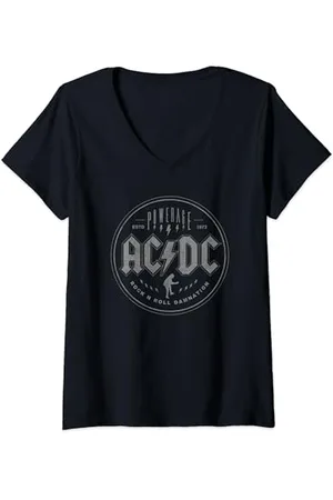 AC/DC Damen Rock Music Band Rock N Roll Damnation T-Shirt mit V-Ausschnitt