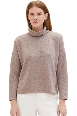 TOM TAILOR Damen Cosy Sweatshirt mit Rollkragen , dusty lilac melange, M
