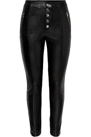 ONLY Damen Onlsigga Button Faux Leather Legging PNT Hose, , 46W / 32L EU