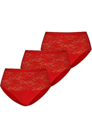 Teyli Damen Slip Taillenslip Baumwolle Hohe Taille mit Spitze 3er Pack XL