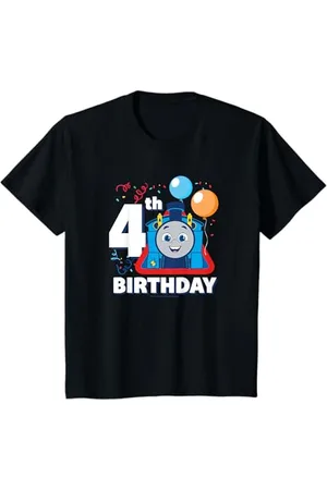 Thomas & Friends Kinder Cartoon-Geburtstag T-Shirt Kurzarm Crew-Ausschnitt 80 cm EU 5 Jahre Unisex Klassisch Doppelt genähter Saum Mischgewebe aus Baumwolle und Polyester