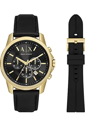 Armani Exchange Geschenkset Herrenuhr Chronograph Edelstahl goldfarben, AX7133SET