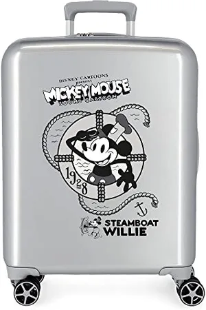 Disney 100 Mickey Steamboad Grauer Kabinenkoffer 40x55x20 cm Starres ABS Integriertes TSA-Schloss 38,4 l 2 kg 4 Doppelrollen Handgepäck