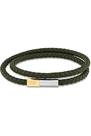 Calvin Klein Armband für Herren Kollektion INDUSTRIAL FACETS mit Geflochtenem Leder in Doppelschlaufe - Erhältlich aus Grün, Braun und Schwarz