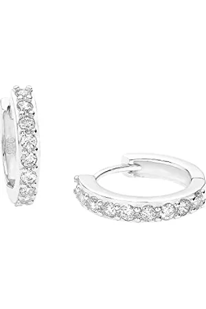 Amor Creolen 925 Sterling Damen Ohrschmuck, mit Zirkonia synth., 1,3 cm, , Kommt in Schmuck Geschenk Box, 9059249