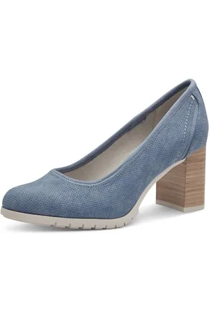 QS by s.Oliver Damen Pumps mit Blockabsatz mit Strukturmuster, Blau , 40