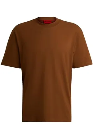 HUGO BOSS Herren Dapolino Relaxed-Fit T-Shirt aus Baumwolle mit Logo-Print Braun XS