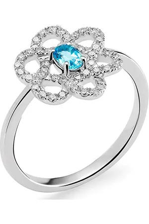 ORPHELIA Damen-Ring 750 Weiß rhodiniert Diamant (0.24 ct) weiß Rundschliff Topas Gr. 60 (19.1) - RD-3212/60