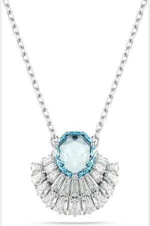 Swarovski Idyllia Anhänger, Blaue, Rhodinierte Damenhalskette mit Muschel-Anhänger und Strahlenden Kristallen