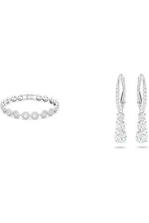 Swarovski Angelic Armband, Rund, , Rhodiniert & Attract Trilogy Ohrringe, , Rhodiniert