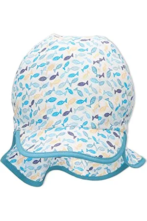 Sterntaler Jungen Schirmmütze mit Nackenschutz Fischlis Sonnenhut, Weiss, 49