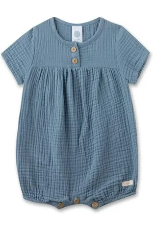 Sanetta Newborn Strampler kurz aus Musselin | Praktischer und bequemer Spieler aus Bio-Baumwolle für Jungen. Baby Overall 050