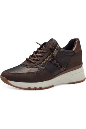 Marco Tozzi Damen Wedge Sneaker Freizeit mit Keilabsatz, Braun , 39 EU