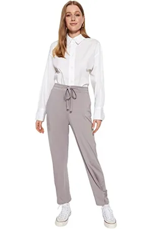 Trendyol Damen Damenhose, Taille, gerades Bein, Normale Passform, bescheidene Trainingshose Hose, , 42