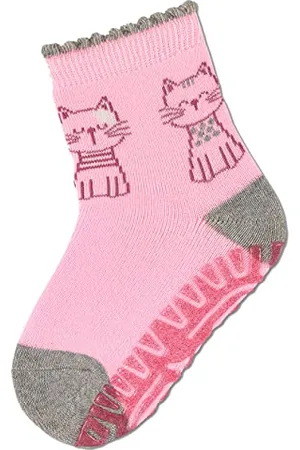 Sterntaler Baby Mädchen Fliesen Socken Baby Glitzer-Flitzer Soft Katzen Strümpfe meliert - Fliesen Rutsch Socken - mit Vollplüsch - , 18
