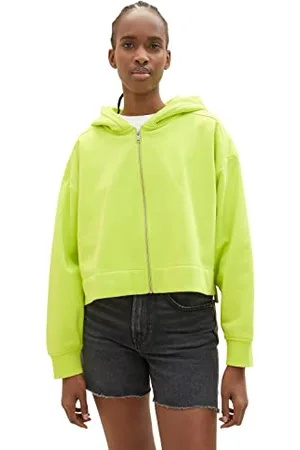 TOM TAILOR Damen 1035351 Basic Sweatjacke mit Kapuze, 24702-Neon Lime, XXL