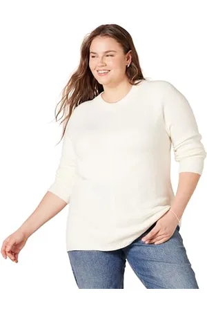 Amazon Damen Soft-Touch-Langarmpullover mit Rundhalsausschnitt in klassischer Passform, , XS