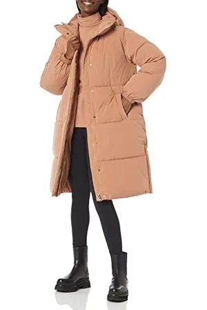 Amazon Damen Lange Oversize-Daunenjacke mit Kapuze (in Übergröße erhältlich), , L