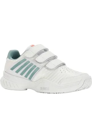 K-Swiss Performance Court Express Strap Omni Tennis Shoe, White/Nile Blue/Desert Flower, 28 EU