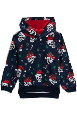 Koton New Year Skull Printed Long Sleeve Sweatshirt Crew Neck