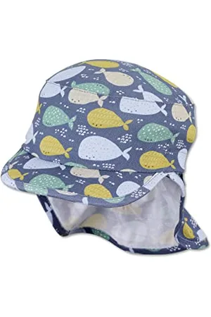 Sterntaler Baby Jungen Schirmmütze Baby Schirmmütze Nackenschutz Wale - Schirmmütze Baby, Baby Mützen - aus Baumwolle - , 45