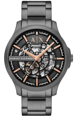Armani Exchange Watch for Men, Automatic Movement and 46mm Case Size with Stainless Steel, Leather or Silicone Strap