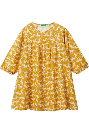 Benetton Mädchen und Jungen Vestito 4t2zcv024 Kleid, Ocra 63b, S
