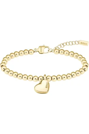 HUGO BOSS Jewelry Armband mit Schmuckperlen für Damen Kollektion HONEY HEART BEADS in Gelbgold mit einem Herz-Anhänger - 1580643