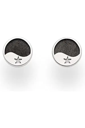 DUR Ohrstecker Welle/Seestern aus 925 Sterling Silber in Schwarz Weiß, 8 mm, O5270