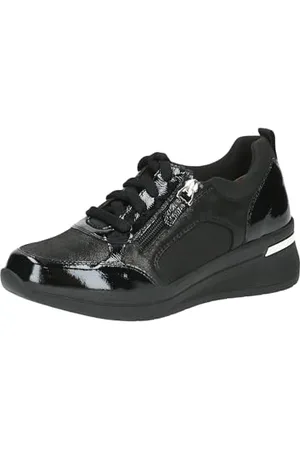 Caprice Damen Wedge Sneaker mit Reißverschluss Bequem, Schwarz , 36 EU