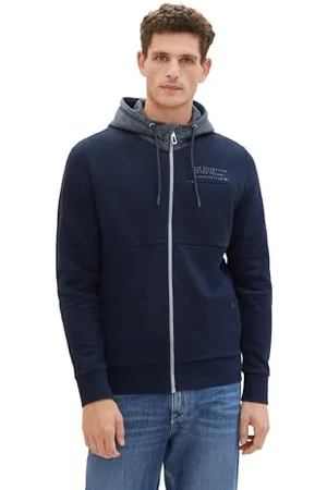 TOM TAILOR Herren Sweatjacke mit Kapuze, sky captain blue, M