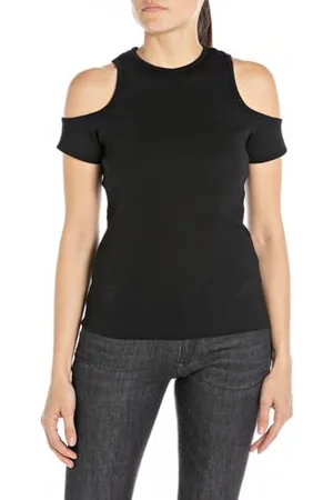 Replay Damen Top Schulterfrei, (Schwarz), L