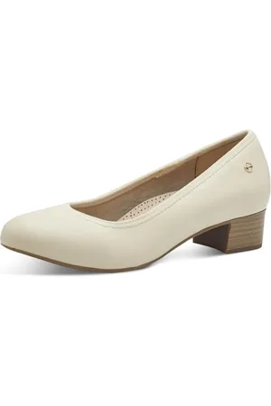 Tamaris Comfort Damen Pumps aus Leder Kleiner Absatz, Beige (Ivory), 41 EU