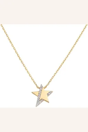 AMEN Stelle Halskette mit Anhänger in Sternenform, verziert mit Zirkoniasteinen, aus 925er Sterlingsilber, Größe: 40 cm, CLSTLGBZ