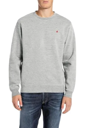 Replay Herren Sweatshirt ohne Kapuze, Grau (Light Grey Melange M08), XXL