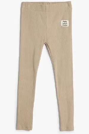 Koton Girls Basic Leggings Ribbed Cotton Elastic Waistband