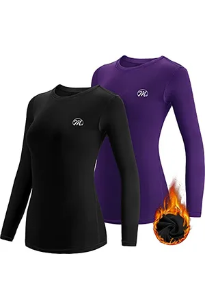MEETWEE Thermounterwäsche Funktionsunterwäsche Damen, Skiunterwäsche Winter Set Atmungsaktiv Lange Thermo Unterwäsche Tops Thermowäsche Unterhemd