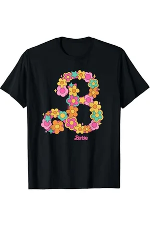 Barbie – Buntes Retro-Blumen-B-Logo T-Shirt