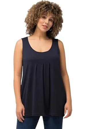 Ulla Popken Damen, große Größen, Top, Zierfalten, A-Linie, Rundhals, ärmellos, Modal