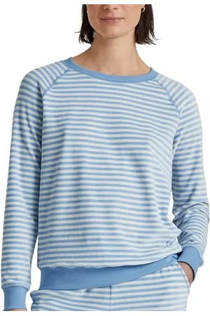 Calida Lounge Velours Pullover Langarm Damen, aus weichem Baumwoll-Velours
