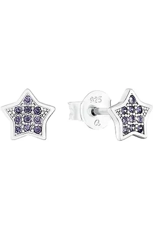Amor Ohrstecker 925 Sterling Silber Mädchen Kinder Ohrschmuck, mit Zirkonia synth., 0,6 cm, Silber, Stern, Kommt in Schmuck Geschenk Box, 2036529