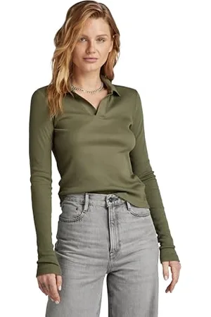 G-Star RAW Damen Ribbed Slim Poloshirt, , S