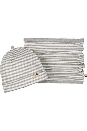 loud + proud Unisex Kinder Set Schlauchschal, GOTS Zertifiziert Beanie-Mütze, Grey, 98/104, 7200