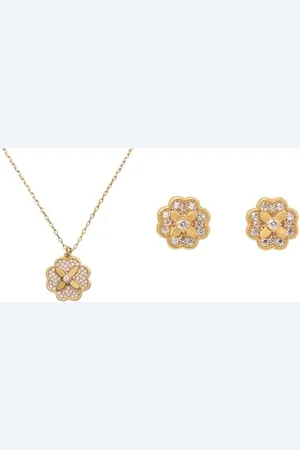 Kate Spade Heritage Bloom Halskette und Ohrstecker, Klar/Gold