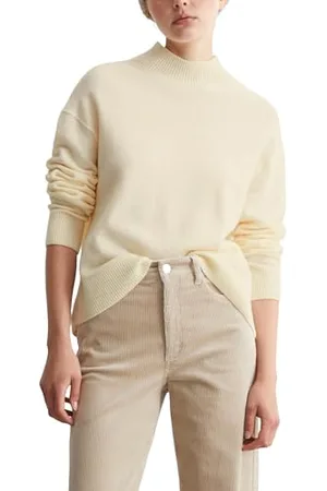 Marc O’ Polo Marc OߴPolo Denim Damen Strickpullover mit Stehkragen elegant, Braun (Offwhite Melange 01), XL