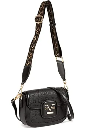 19V69 Italia Damen Camilla Silver Women Shoulder Bag, Schwarz/Schwarz